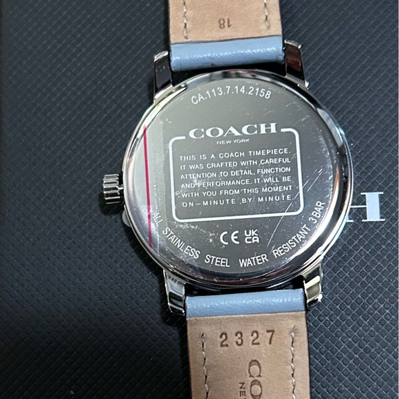 Coach Grand Watch With 36mm Silver Face & Light Green Tone Leather Band - Picture 2 of 6